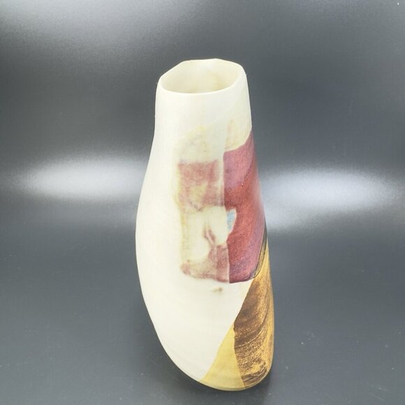 Vintage Hand Made Pottery Vase Vessel Flat Side Stoneware Art Marked Vase Vessel - Picture 11 of 13